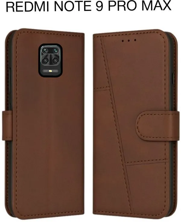 Flip_Cover_for_REDMI_NOTE_9_PRO_MAX_(Brown,_Magnetic_Case,_Leather,_Pack_of:_1)