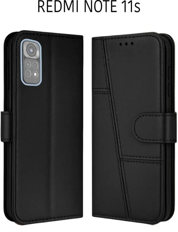 Flip_Cover_for_REDMI_NOTE_11S_(Black,_Magnetic_Case,_Leather,_Pack_of:_1)