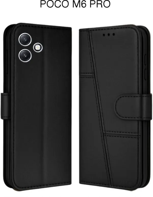 Flip_Cover_for_POCO_M6_PRO_(Black,_Leather)