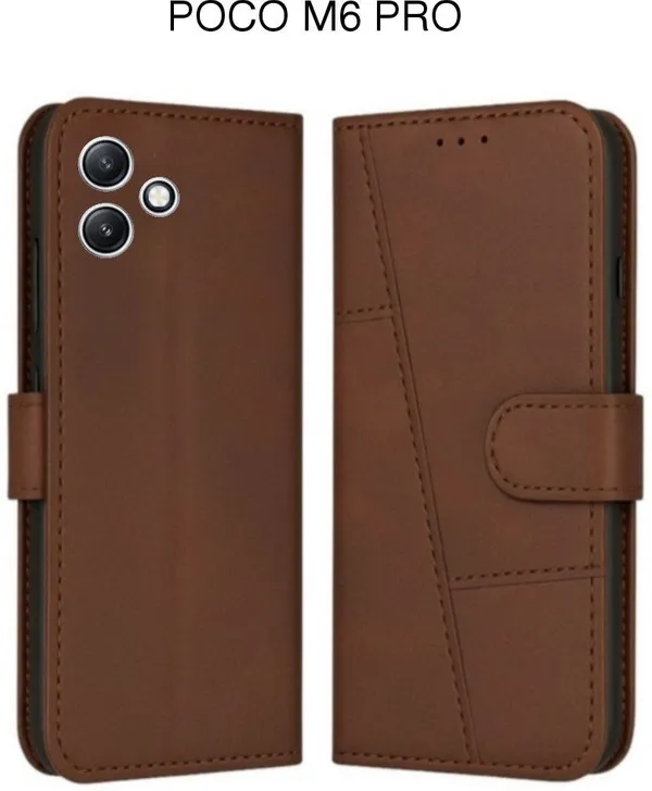Flip_Cover_for_POCO_M6_PRO_(Brown,_Leather)