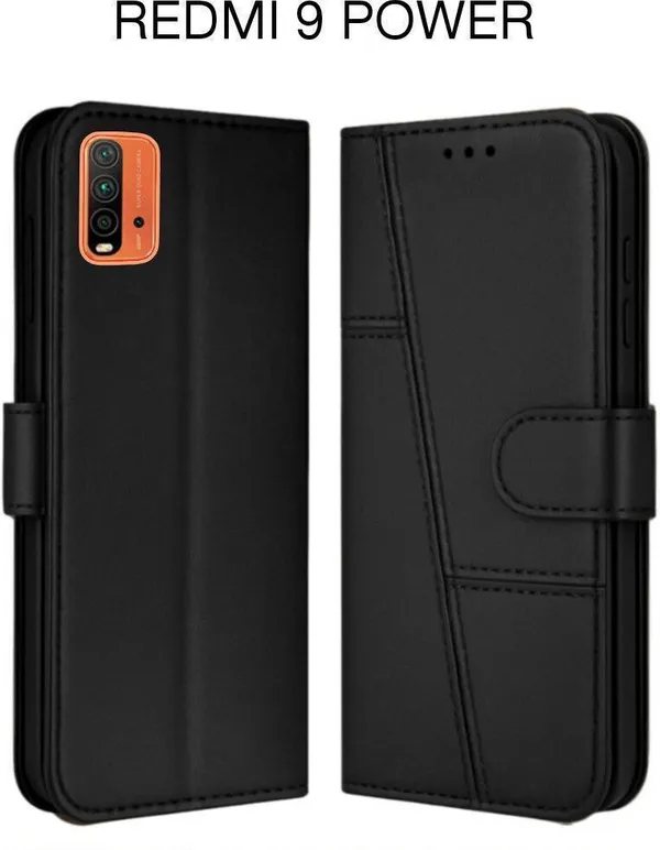 Flip_Cover_for_REDMI_9_POWER_(Black,_Magnetic_Case,_Leather,_Pack_of:_1)