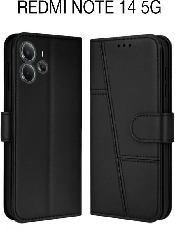 Flip_Cover_for_REDMI_NOTE_14_(Black,_Magnetic_Case,_Leather,_Pack_of:_1)