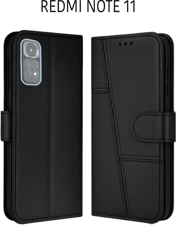 Flip_Cover_for_REDMI_NOTE_11_(Black,_Magnetic_Case,_Leather,_Pack_of:_1)