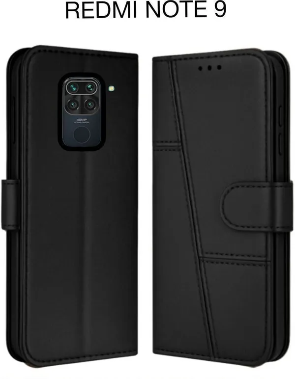 Flip_Cover_for_REDMI_NOTE_9_(Black,_Magnetic_Case,_Leather,_Pack_of:_1)