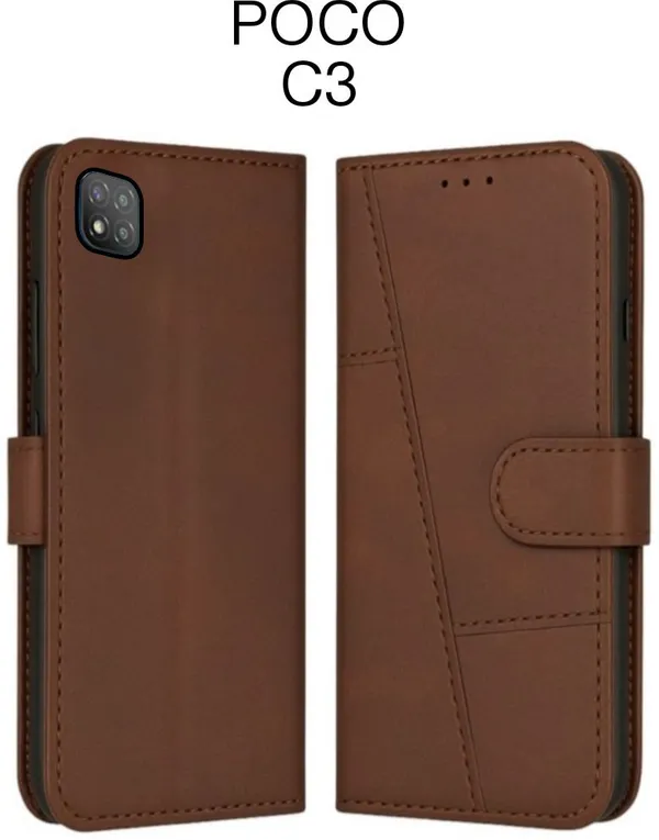 Flip_Cover_for_POCO_C3_(Brown,_Leather)