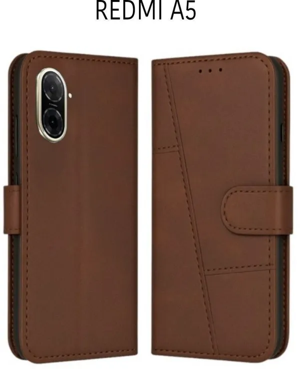 Flip_Cover_for_REDMI_A5_(Brown,_Magnetic_Case,_Leather,_Pack_of:_1)