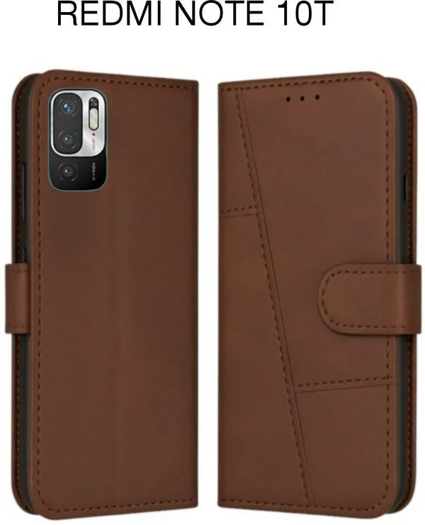 Flip_Cover_for_REDMI_NOTE_10T_(Brown,_Magnetic_Case,_Pack_of:_1)