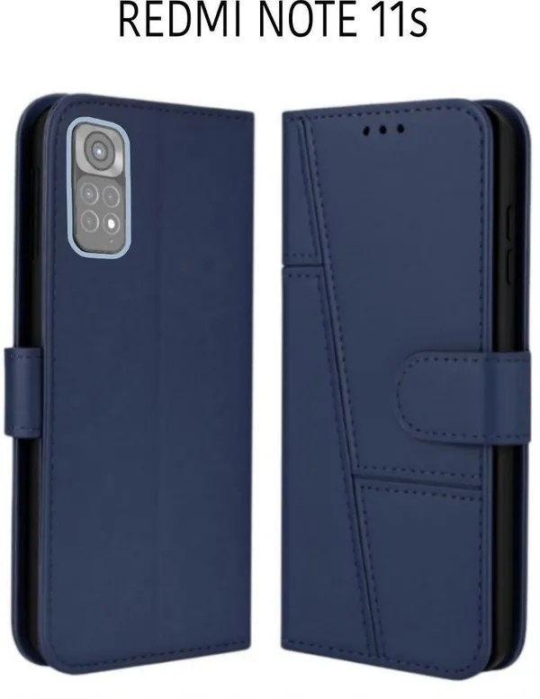 Flip_Cover_for_REDMI_NOTE_11S_(Blue,_Magnetic_Case,_Leather,_Pack_of:_1)