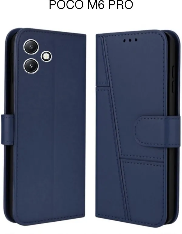 Flip_Cover_for_POCO_M6_PRO_(Blue,_Leather)