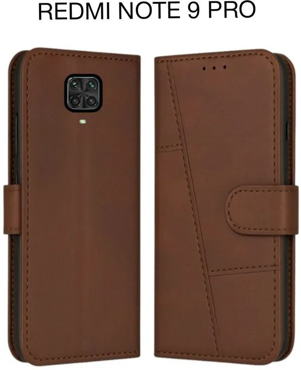 Flip_Cover_for_REDMI_NOTE_9_PRO_(Brown,_Magnetic_Case,_Leather,_Pack_of:_1)