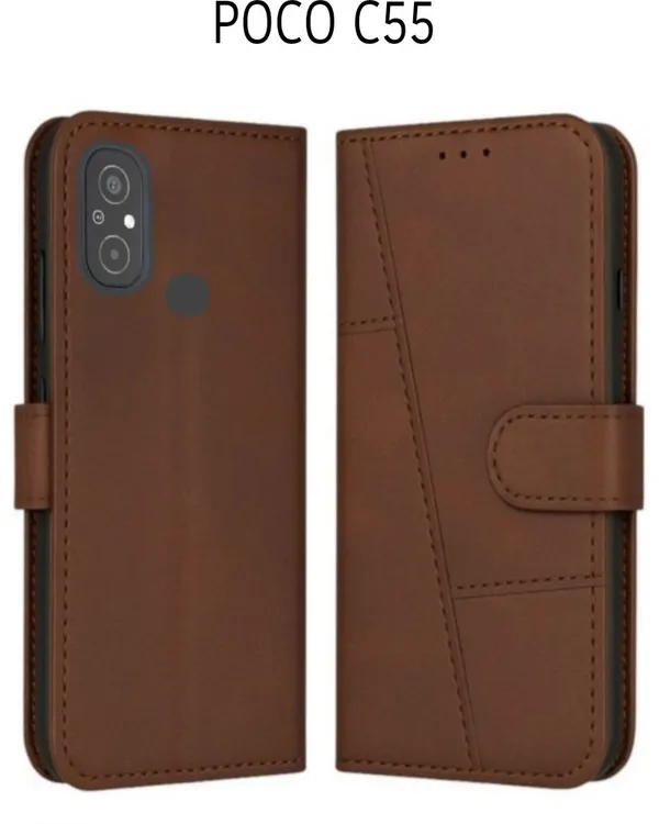 Flip_Cover_for_POCO_C55_(Brown,_Leather)