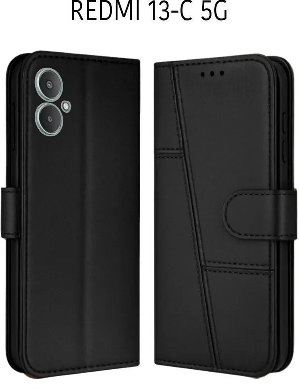 Flip_Cover_for_Redmi_13C_5G_(NOT_A_4G_MODEL)_(Black,_Magnetic_Case,_Leather,_Pack_of:_1)