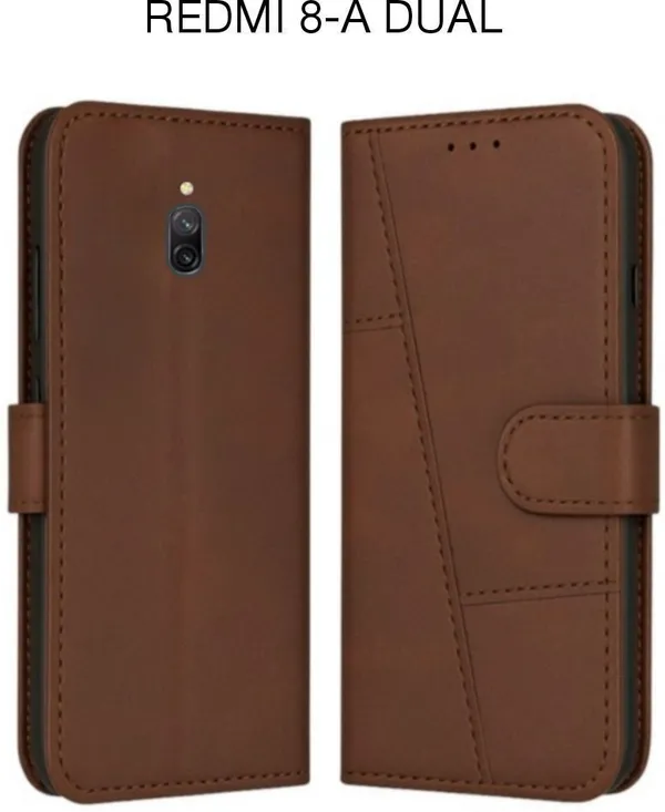 Flip_Cover_for_REDMI_8A_DUAL_(Brown,_Magnetic_Case,_Leather,_Pack_of:_1)