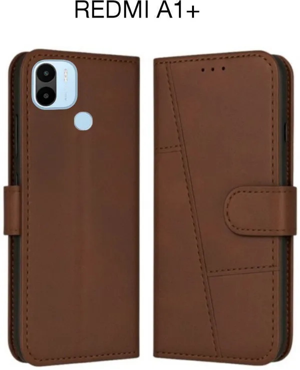 Flip_Cover_for_REDMI_A1+_(Brown,_Magnetic_Case,_Pack_of:_1)