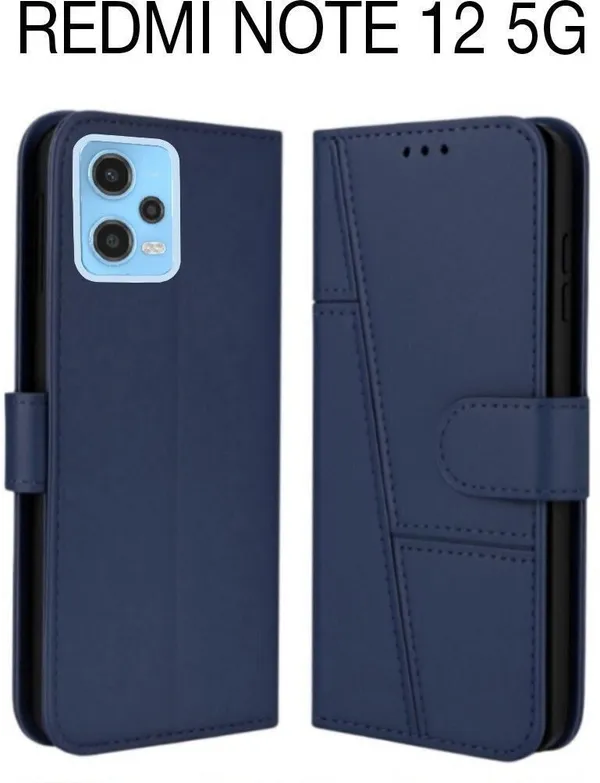 Flip_Cover_for_REDMI_NOTE_12_5G_(Blue,_Magnetic_Case,_Leather,_Pack_of:_1)