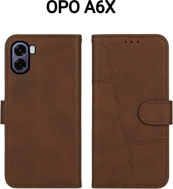 Flip_Cover_for_OPPO_A6X_5G_(Brown,_Magnetic_Case,_Artificial_Leather,_Pack_of:_1)