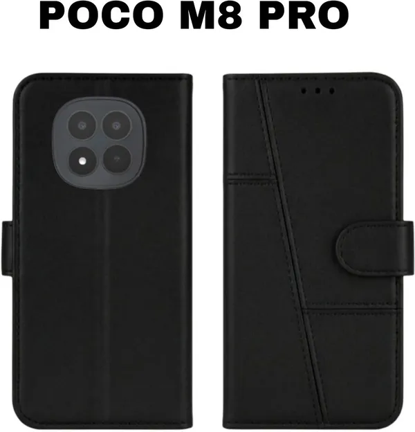 Flip_Cover_for_POCO_M8_PRO_(Black,_Magnetic_Case,_Artificial_Leather,_Pack_of:_1)