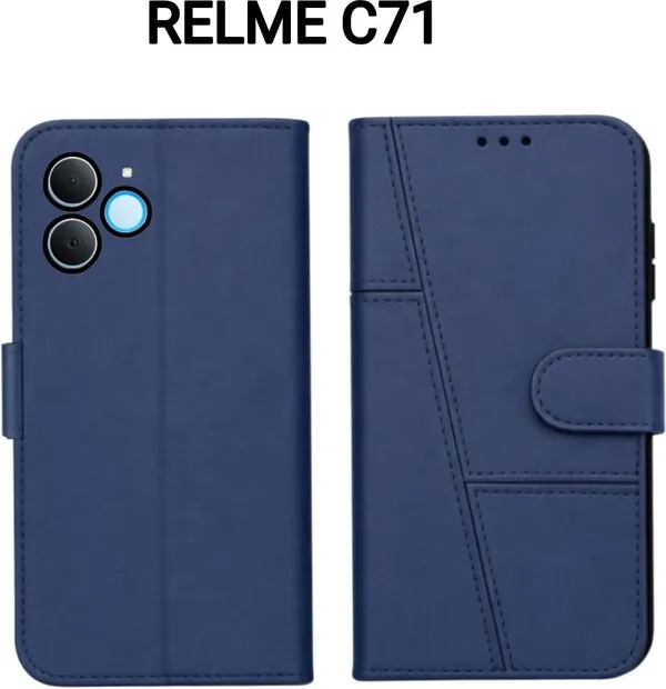 Flip_Cover_for_REALME_C71_(Blue,_Magnetic_Case,_Artificial_Leather,_Pack_of:_1)