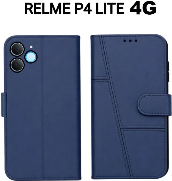 Flip_Cover_for_REALME_P4_LITE_4G,_Realme_C71_(Blue,_Magnetic_Case,_Artificial_Leather,_Pack_of:_1)