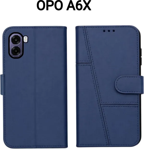 Flip_Cover_for_OPPO_A6X_5G_(Blue,_Magnetic_Case,_Artificial_Leather,_Pack_of:_1)