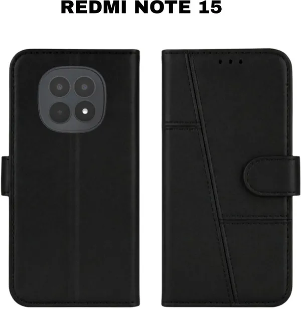 Flip_Cover_for_REDMI_NOTE_15_(Black,_Magnetic_Case,_Artificial_Leather,_Pack_of:_1)