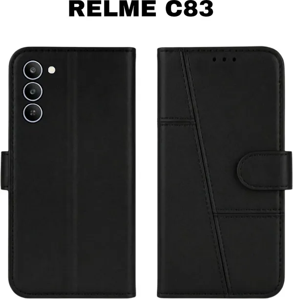 Flip_Cover_for_realme_C83_5G_(Black,_Magnetic_Case,_Leather,_Pack_of:_1)