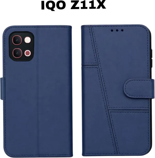 Flip_Cover_for_IQOO_Z11x_5G_(Blue,_Magnetic_Case,_Leather,_Pack_of:_1)
