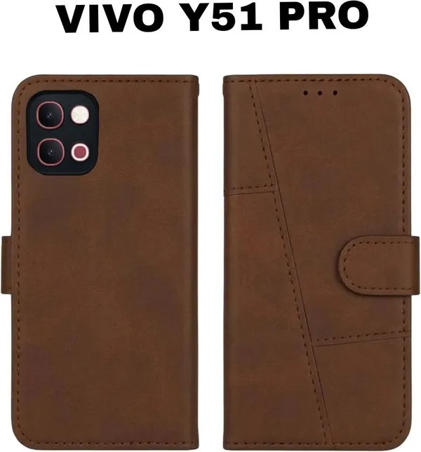 Flip_Cover_for_vivo_Y51_Pro_5G_(Brown,_Magnetic_Case,_Leather,_Pack_of:_1)