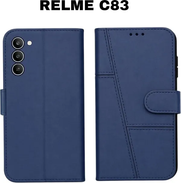 Flip_Cover_for_realme_C83_5G_(Blue,_Magnetic_Case,_Leather,_Pack_of:_1)