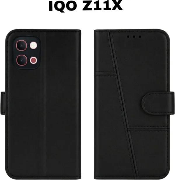 Flip_Cover_for_IQOO_Z11x_5G_(Black,_Magnetic_Case,_Leather,_Pack_of:_1)