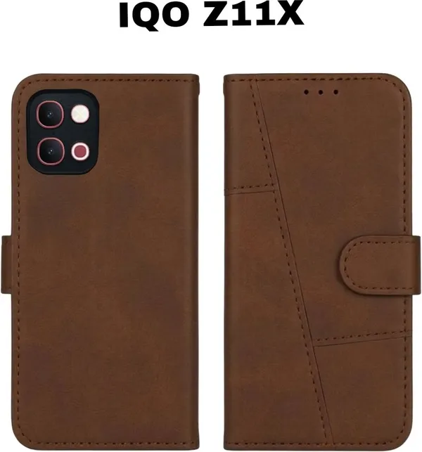 Flip_Cover_for_IQOO_Z11x_5G_(Brown,_Magnetic_Case,_Leather,_Pack_of:_1)