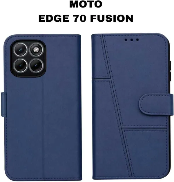 Flip_Cover_for_MOTOROLA_Edge_70_Fusion_(Blue,_Magnetic_Case,_Leather,_Pack_of:_1)