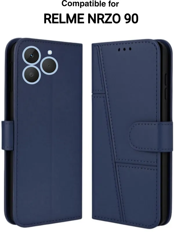 Flip_Cover_for_realme_Narzo_90_5G_(Blue,_Magnetic_Case,_Leather,_Pack_of:_1)