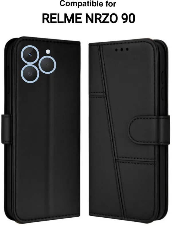 Flip_Cover_for_realme_Narzo_90_5G_(Black,_Magnetic_Case,_Leather,_Pack_of:_1)