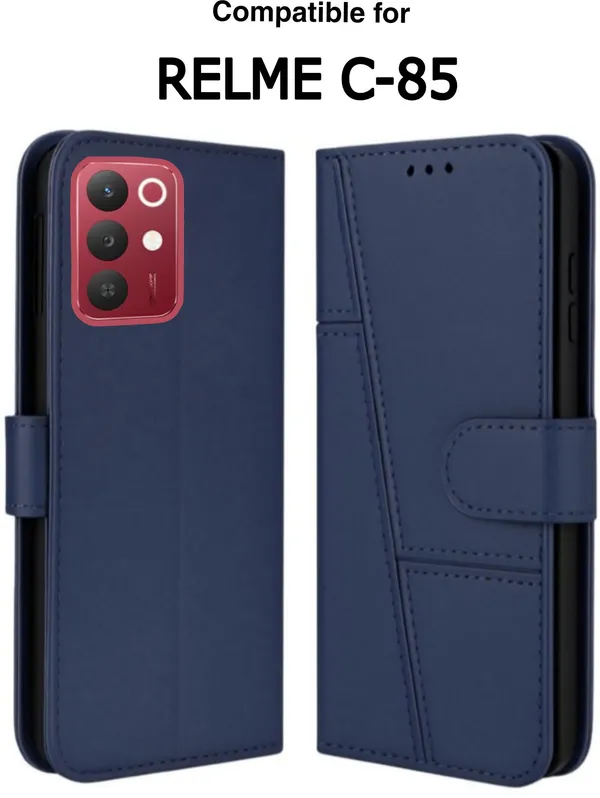 Flip_Cover_for_realme_C85_5G_(Blue,_Magnetic_Case,_Leather,_Pack_of:_1)
