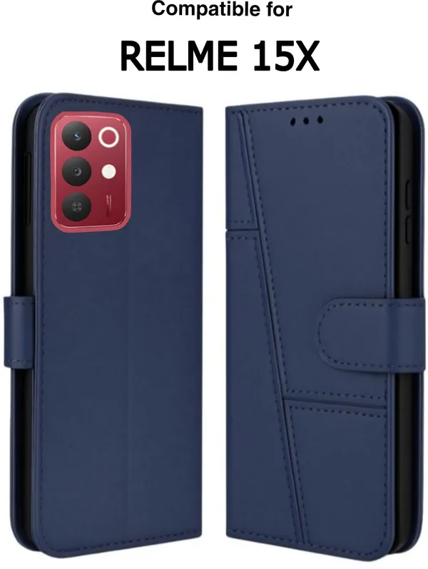 Flip_Cover_for_realme_15X_5G_(Blue,_Magnetic_Case,_Leather,_Pack_of:_1)