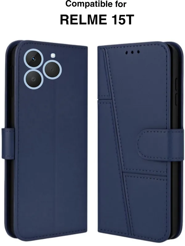 Flip_Cover_for_realme_15T_5G_(Blue,_Magnetic_Case,_Leather,_Pack_of:_1)