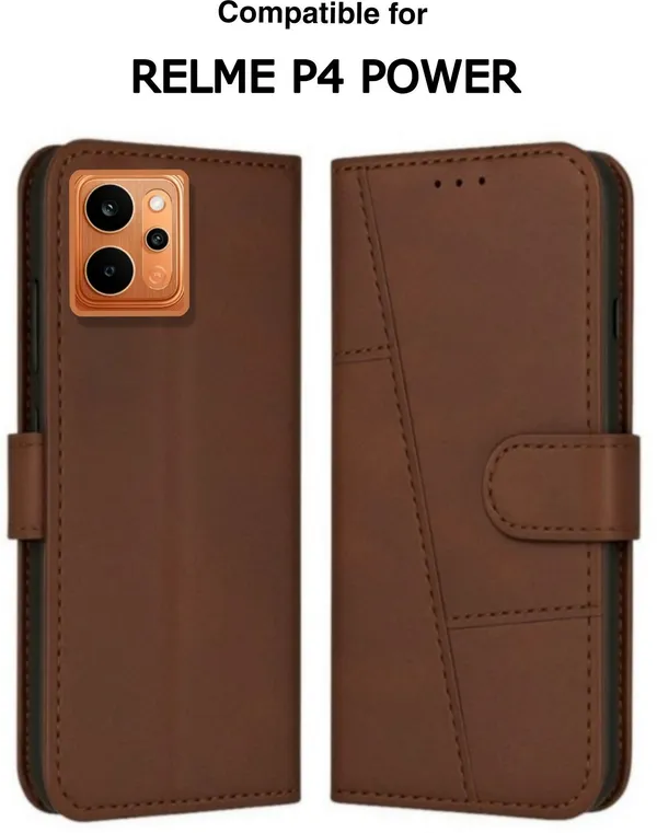 Flip_Cover_for_realme_P4_Power_5G_(Brown,_Magnetic_Case,_Leather,_Pack_of:_1)