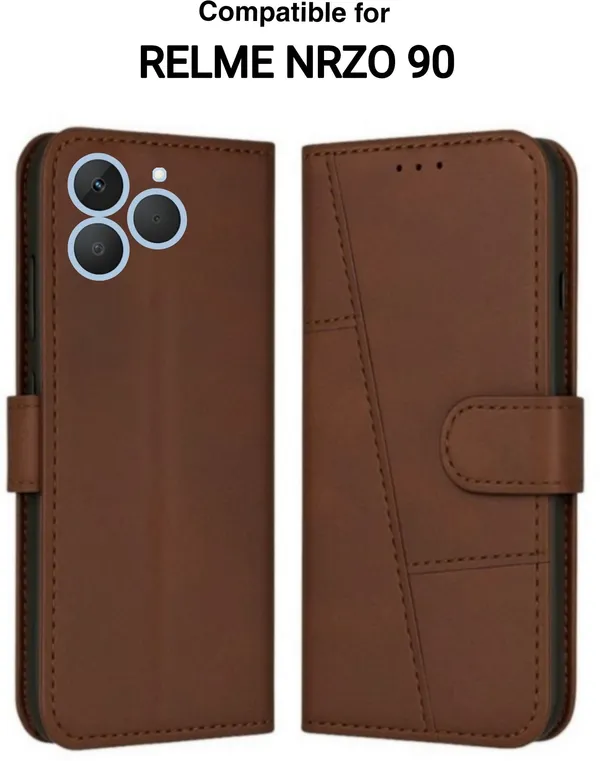 Flip_Cover_for_realme_Narzo_90_5G_(Brown,_Magnetic_Case,_Leather,_Pack_of:_1)