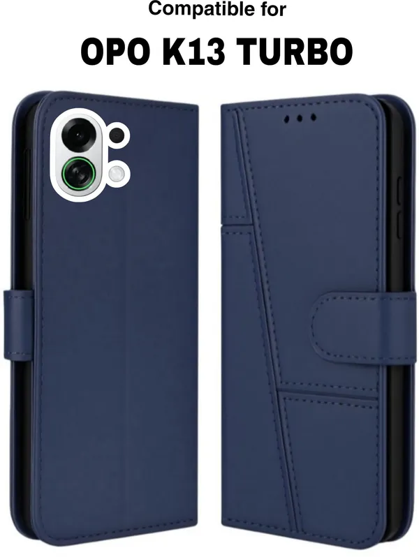 Flip_Cover_for_OPPO_K13_Turbo_5G_(Blue,_Magnetic_Case,_Leather,_Pack_of:_1)