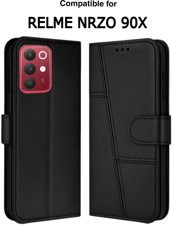 Flip_Cover_for_realme_NARZO_90X_(Black,_Magnetic_Case,_Leather,_Pack_of:_1)