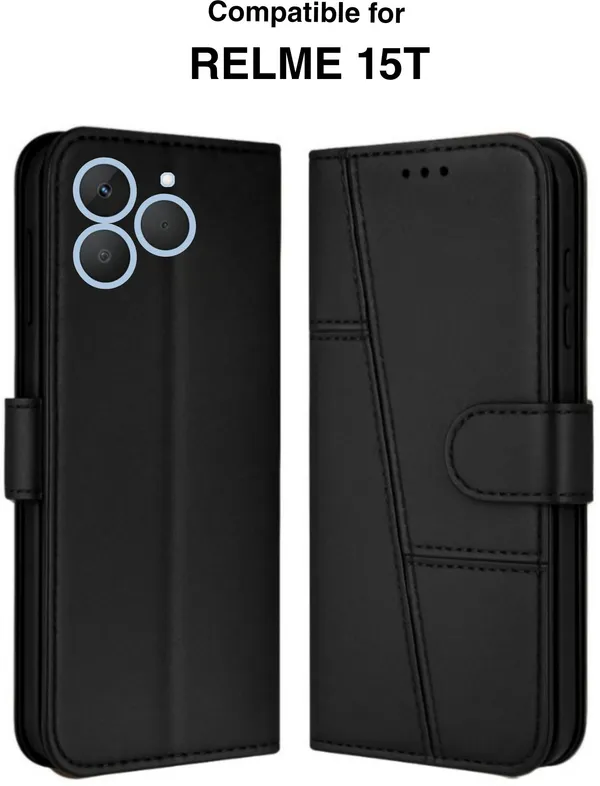 Flip_Cover_for_realme_15T_5G_(Black,_Magnetic_Case,_Leather,_Pack_of:_1)