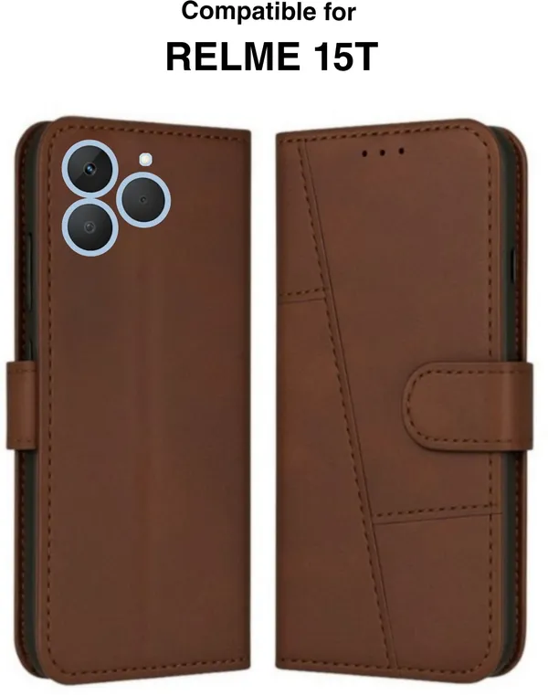 Flip_Cover_for_realme_15T_5G_(Brown,_Magnetic_Case,_Leather,_Pack_of:_1)