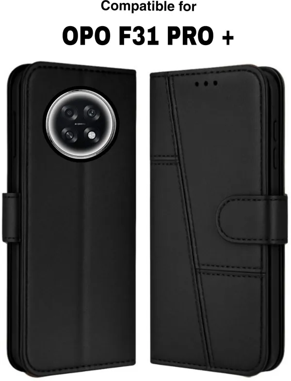 Flip_Cover_for_OPPO_F31_Pro+_5G_(Black,_Magnetic_Case,_Leather,_Pack_of:_1)