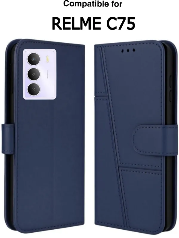 Flip_Cover_for_realme_C75_5G_(Blue,_Magnetic_Case,_Leather,_Pack_of:_1)