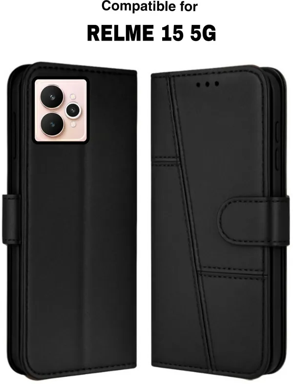 Flip_Cover_for_REDMI_15_5G_(Black,_Magnetic_Case,_Leather,_Pack_of:_1)
