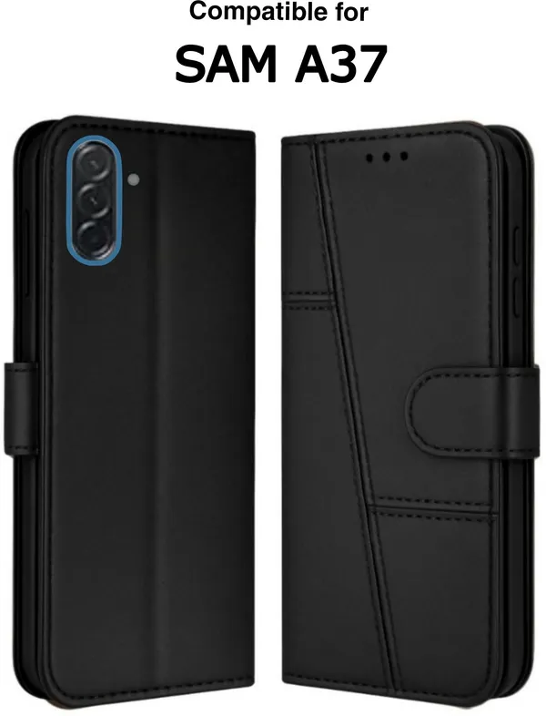 Flip_Cover_for_Samsung_Galaxy_A37_5G_(Black,_Magnetic_Case,_Leather,_Pack_of:_1)