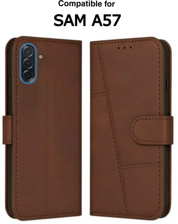 Flip_Cover_for_Samsung_Galaxy_A57_5G_(Brown,_Magnetic_Case,_Leather,_Pack_of:_1)