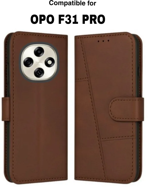 Flip_Cover_for_OPPO_F31_Pro_5G_(Brown,_Magnetic_Case,_Leather,_Pack_of:_1)