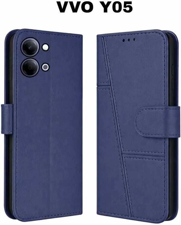 Flip_Cover_for_VIVO_Y05_(Blue,_Magnetic_Case,_Leather,_Pack_of:_1)